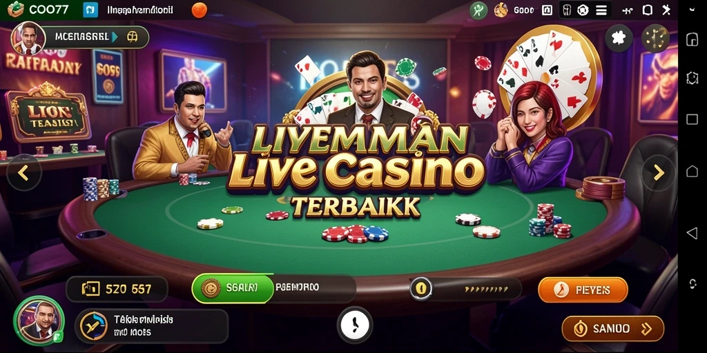 Screenshot COO77 menampilkan dealer profesional dan gameplay yang menarik langsung dari Live Casino.