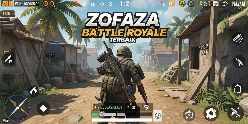 Tangkapan layar utama ZOFAZA menampilkan aksi adu tembak yang mendebarkan.